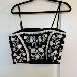Ralph Lauren Black Label Black and White Floral Crop Top